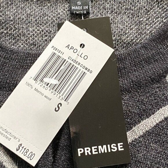 Premise Women's NWT Gray Argyle Apollo Cinder Merino Wool Cardigan Sweater S/C34 - Picture 6 of 8